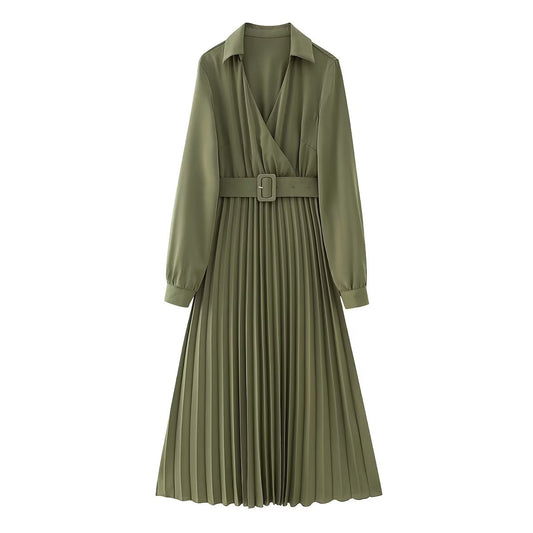 Belt Style Pleated Dress