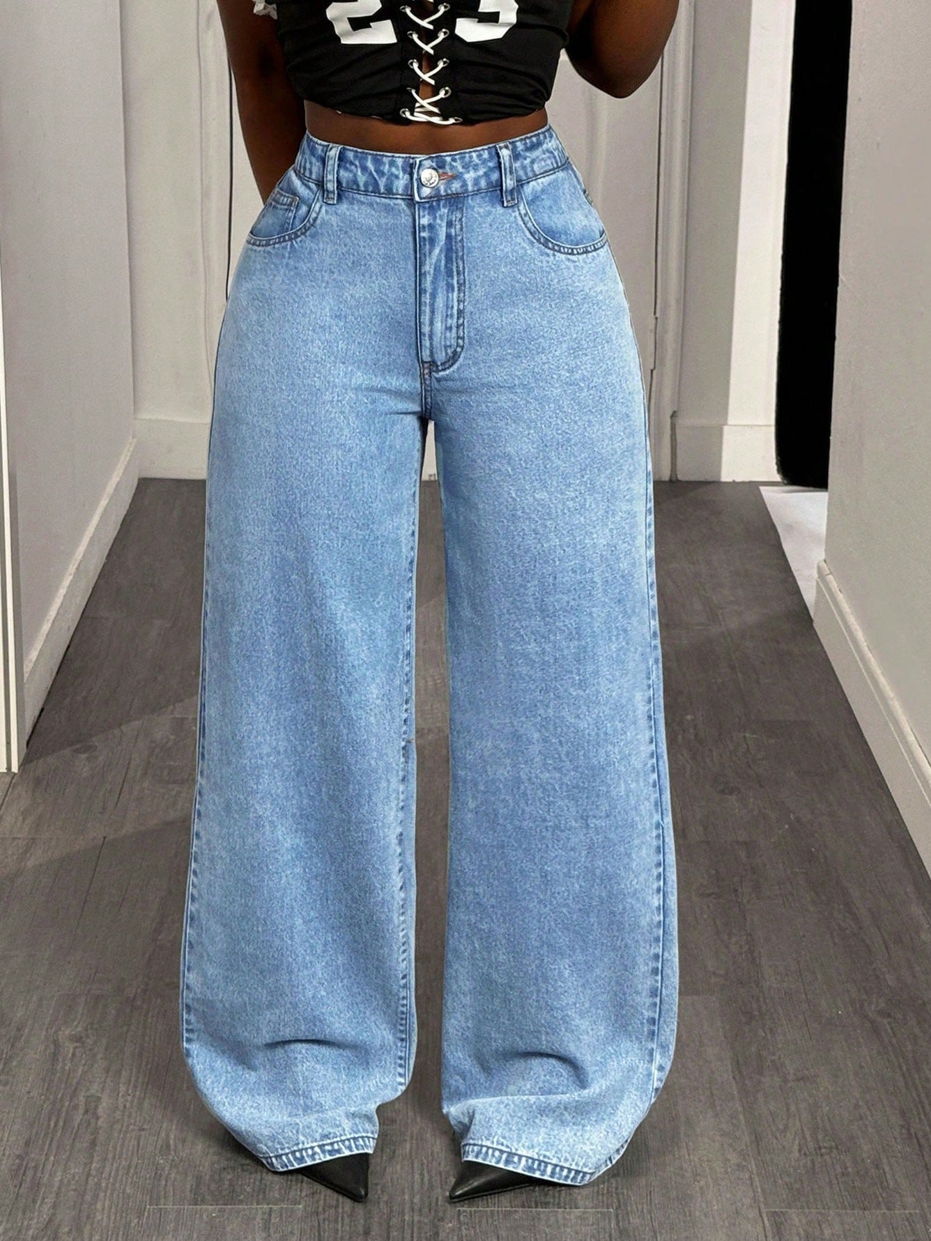 Women Retro Drape Denim Pants