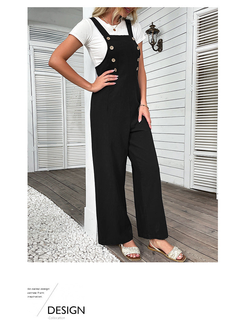 Straight Bottom Suspender Pant