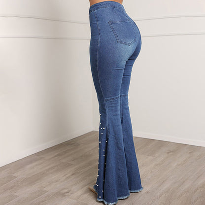 Beaded Bell-Bottom Pants