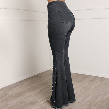 Beaded Bell-Bottom Pants