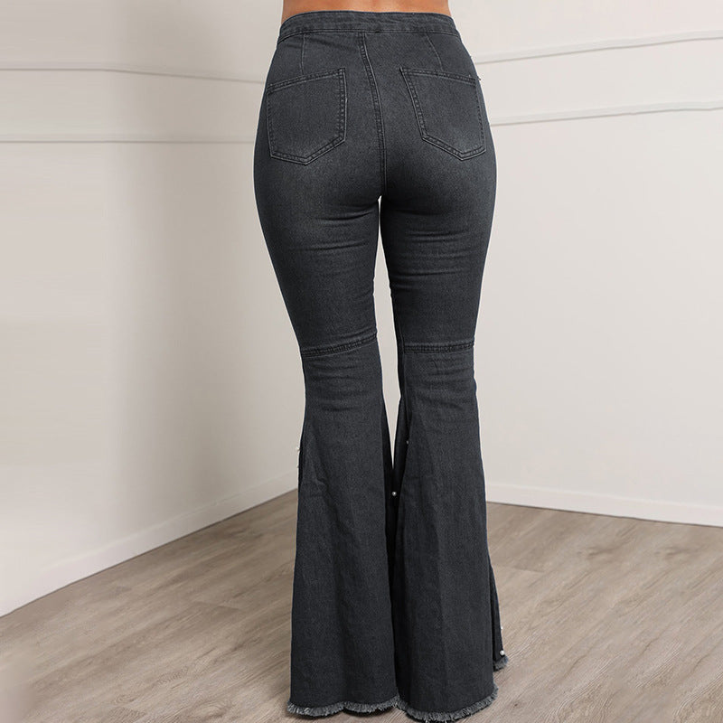 Beaded Bell-Bottom Pants