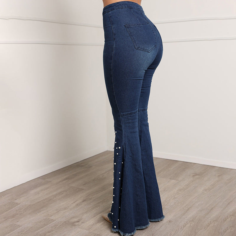 Beaded Bell-Bottom Pants
