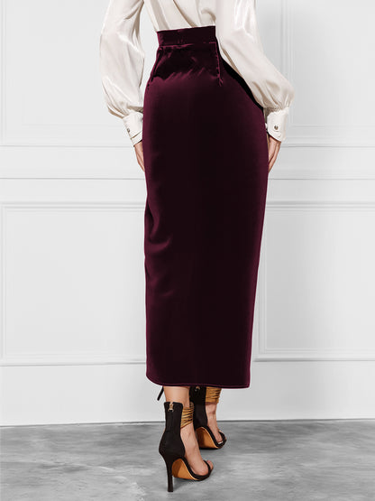 PL-114 Velvet Split Skirt