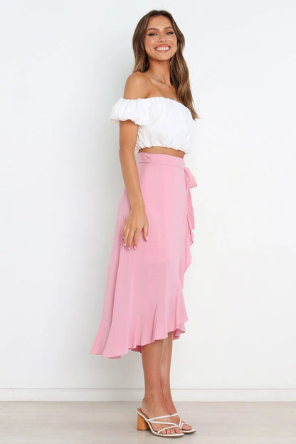 PL-111 Self-Tie Asymmetric Skirt