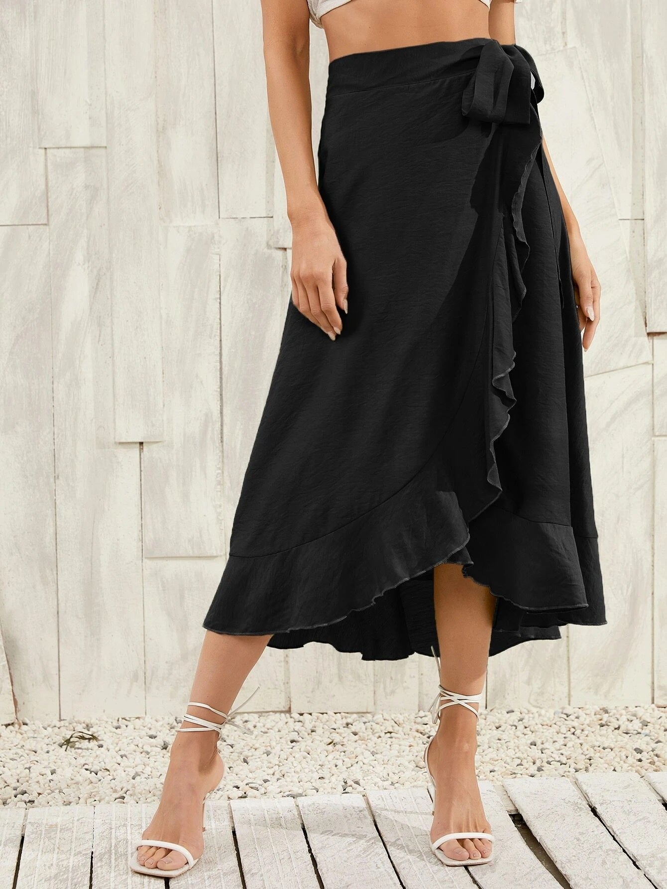 PL-111 Self-Tie Asymmetric Skirt