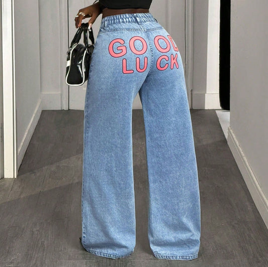 Women Retro Drape Denim Pants