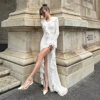 Asymmetric Bell Sleeve Dress Women