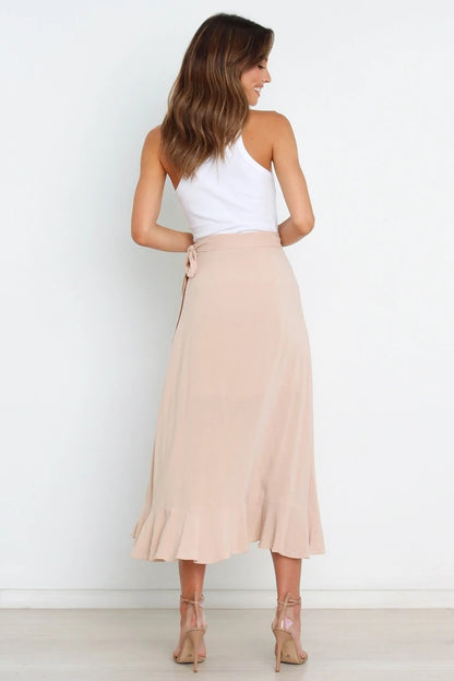 PL-111 Self-Tie Asymmetric Skirt