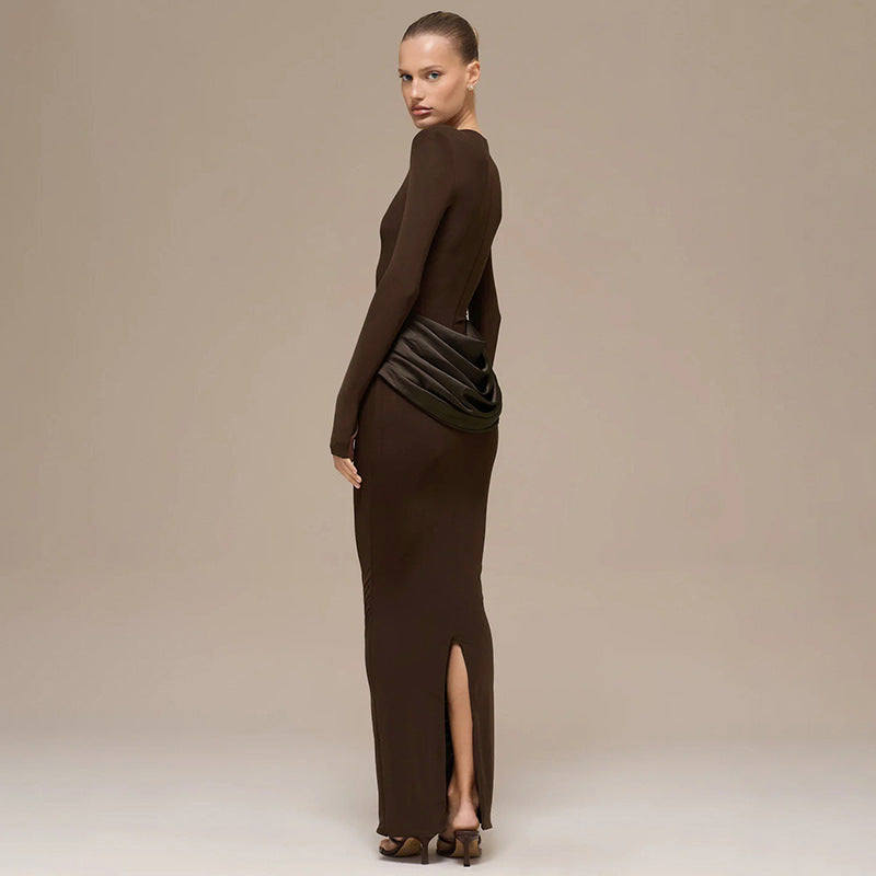 Pleated Sheath Maxi Dress