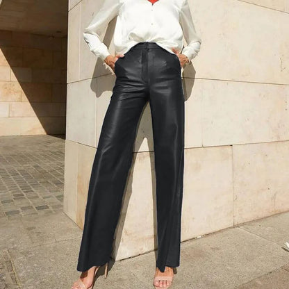 Faux Leather Mid High Pant