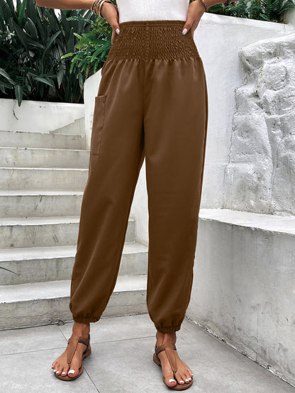 Elastic High Waist Pants
