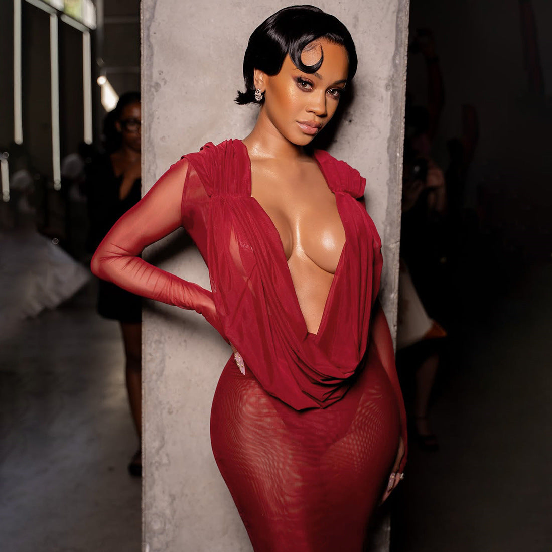 Deep V Plunge neck - Bodycon Dress