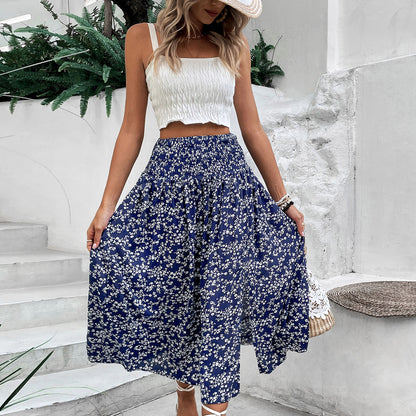 PL-109 Blue Printed Skirt