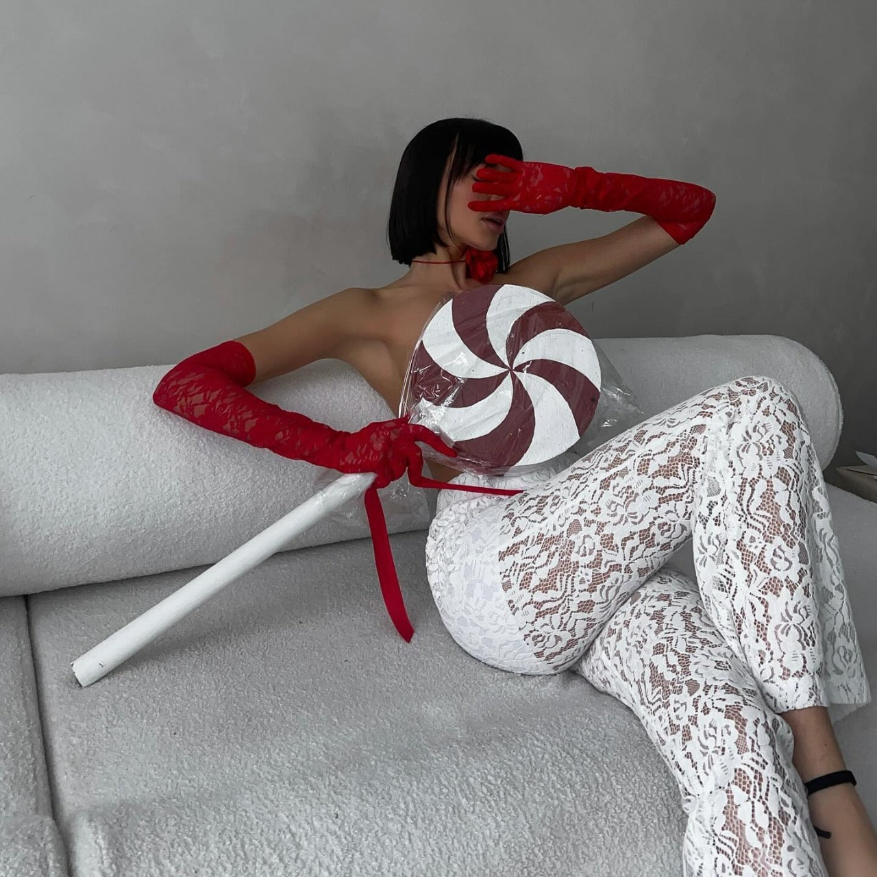 High Waist Stitching Voile Trouser