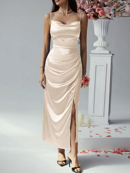 Solid Color Satin Dress