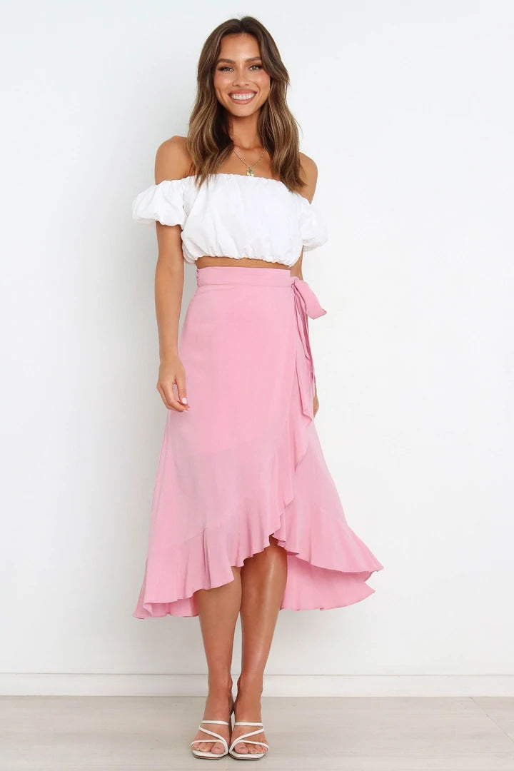 PL-111 Self-Tie Asymmetric Skirt