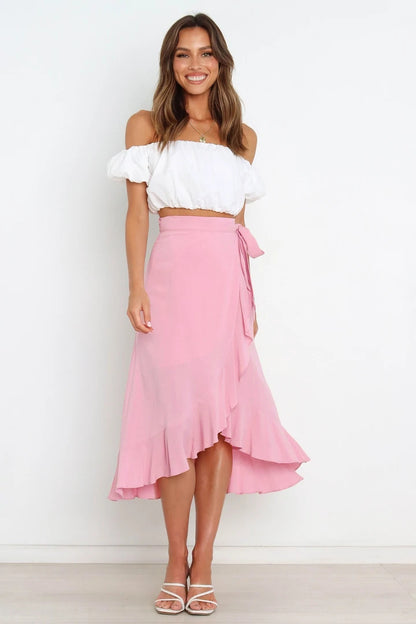 PL-111 Self-Tie Asymmetric Skirt