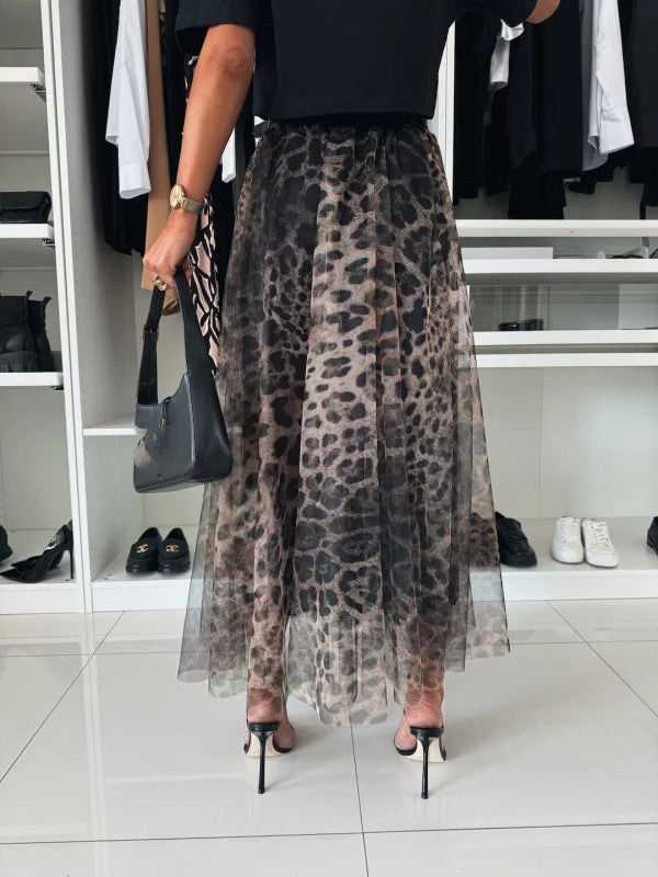 PL-106 Leopard Print Gauzy Skirt