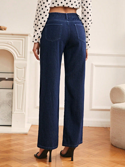Retro Straight Leg Denim Pants