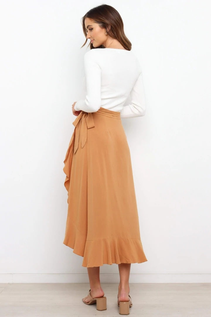PL-111 Self-Tie Asymmetric Skirt