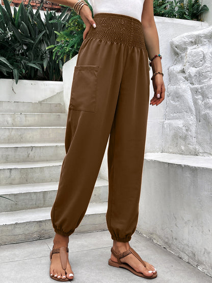 Elastic High Waist Pants