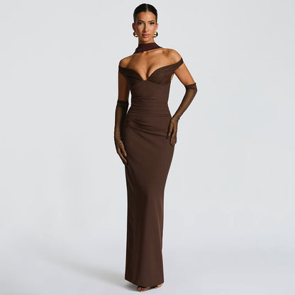 Elegant Tube Top Solid Color Dress Sexy Sleeveless Slim Fit Backless Dress