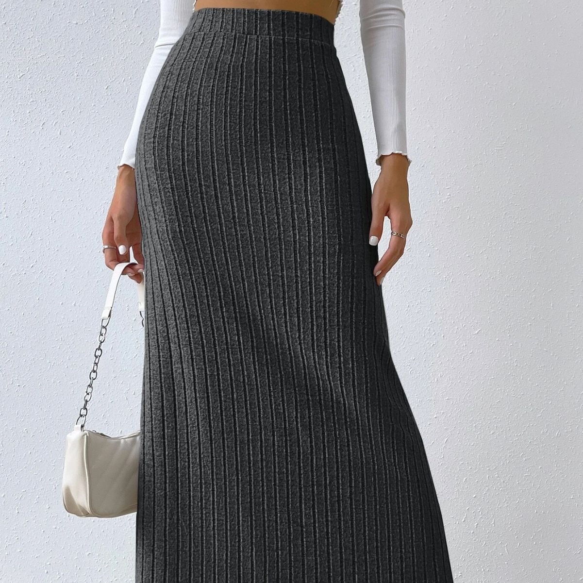 PL-113 High Waist Knitted Skirt