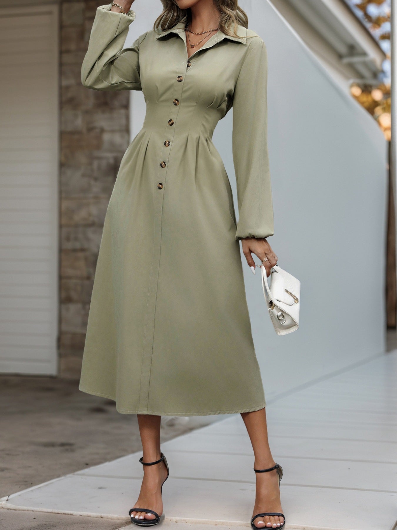 Cardigan Polo Collar Dress