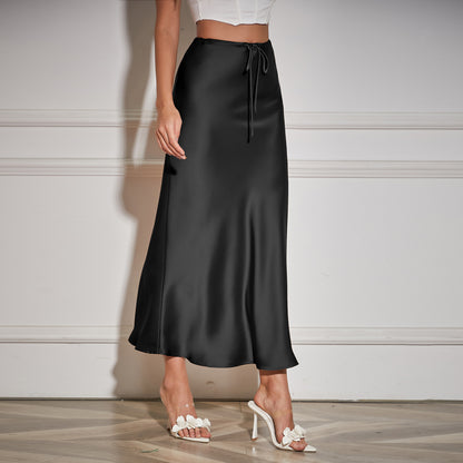 PL-114 Lace up Satin Skirt