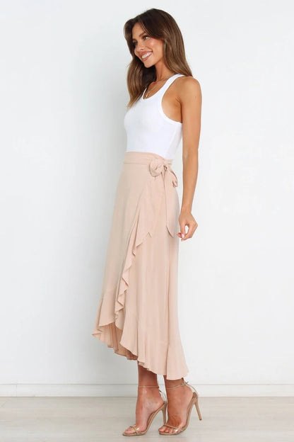 PL-111 Self-Tie Asymmetric Skirt