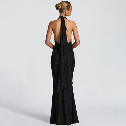 Lace Pleated Maxi Dress