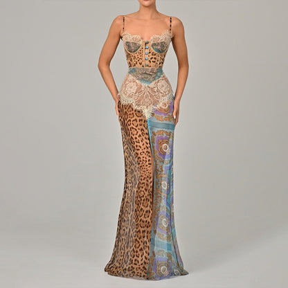 Split Tube Top Chiffon Dress