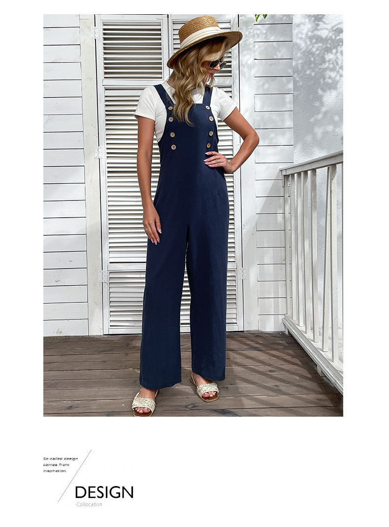 Straight Bottom Suspender Pant