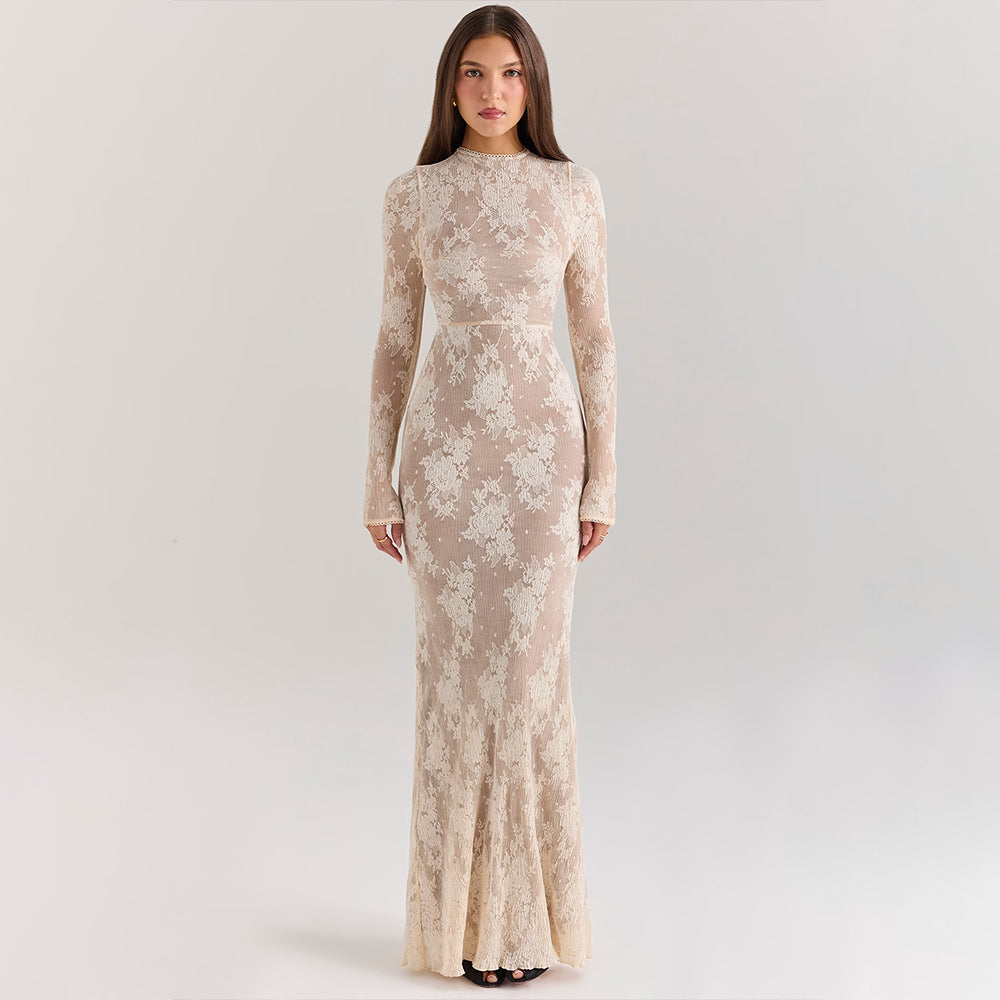 Lace Long Cutout Sheath Dress