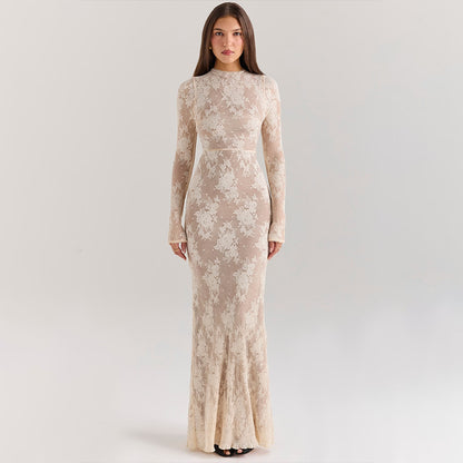 Lace Long Cutout Sheath Dress