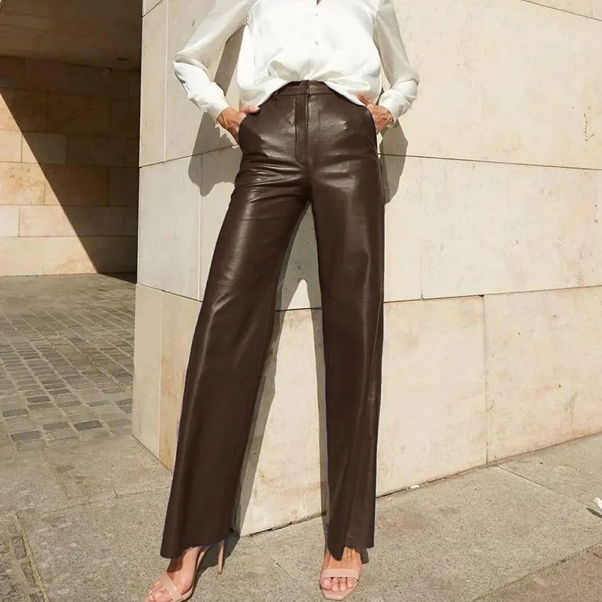 Faux Leather Mid High Pant