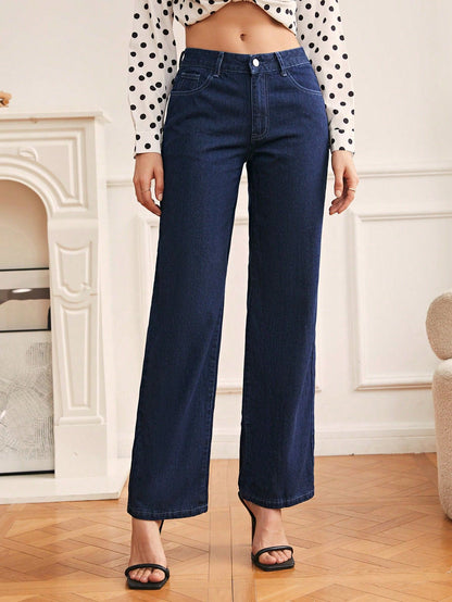 Retro Straight Leg Denim Pants