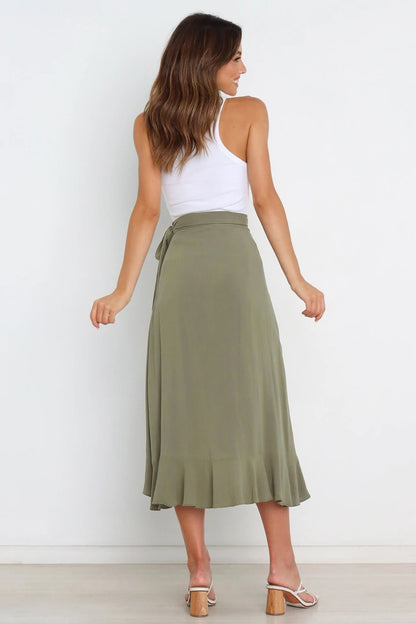 PL-111 Self-Tie Asymmetric Skirt